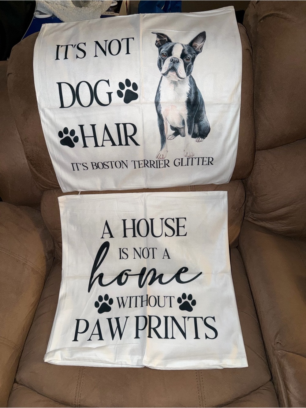 Boston Terrier Dog Paw Print Decorative Pillow Covers